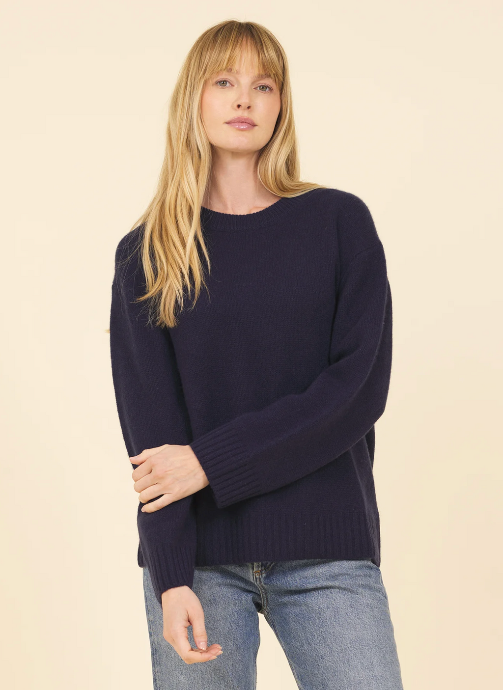 One Grey Day Aster Cashmere Pullover - Navy