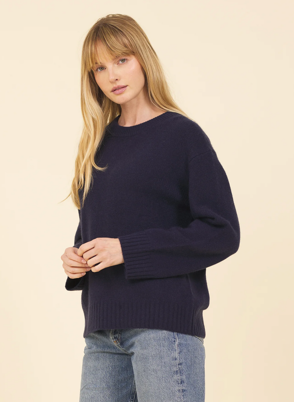 One Grey Day Aster Cashmere Pullover - Navy