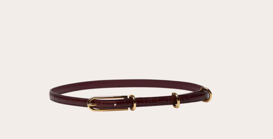 Liffner Three Keepers Belt  - Croc Embossed - Burgundy