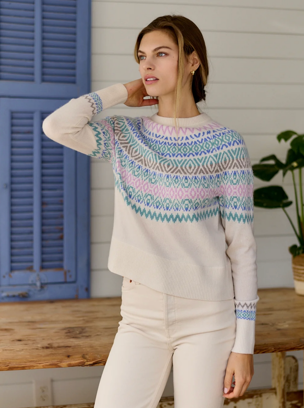 B. Draddy The Mary Olive Cashmere Crew - Sea Salt