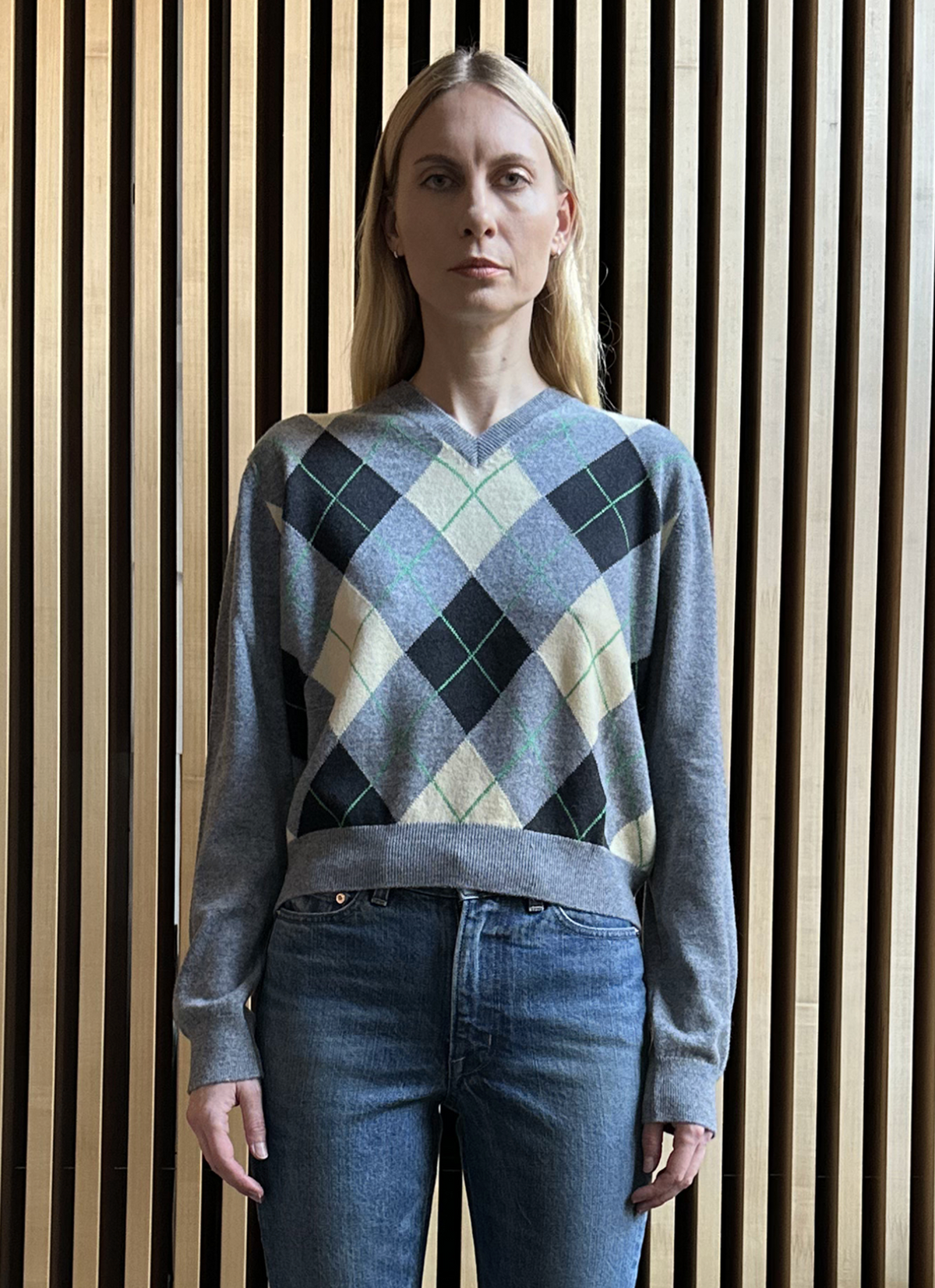 Ruadh The Academy Argyle in Grey Yellow
