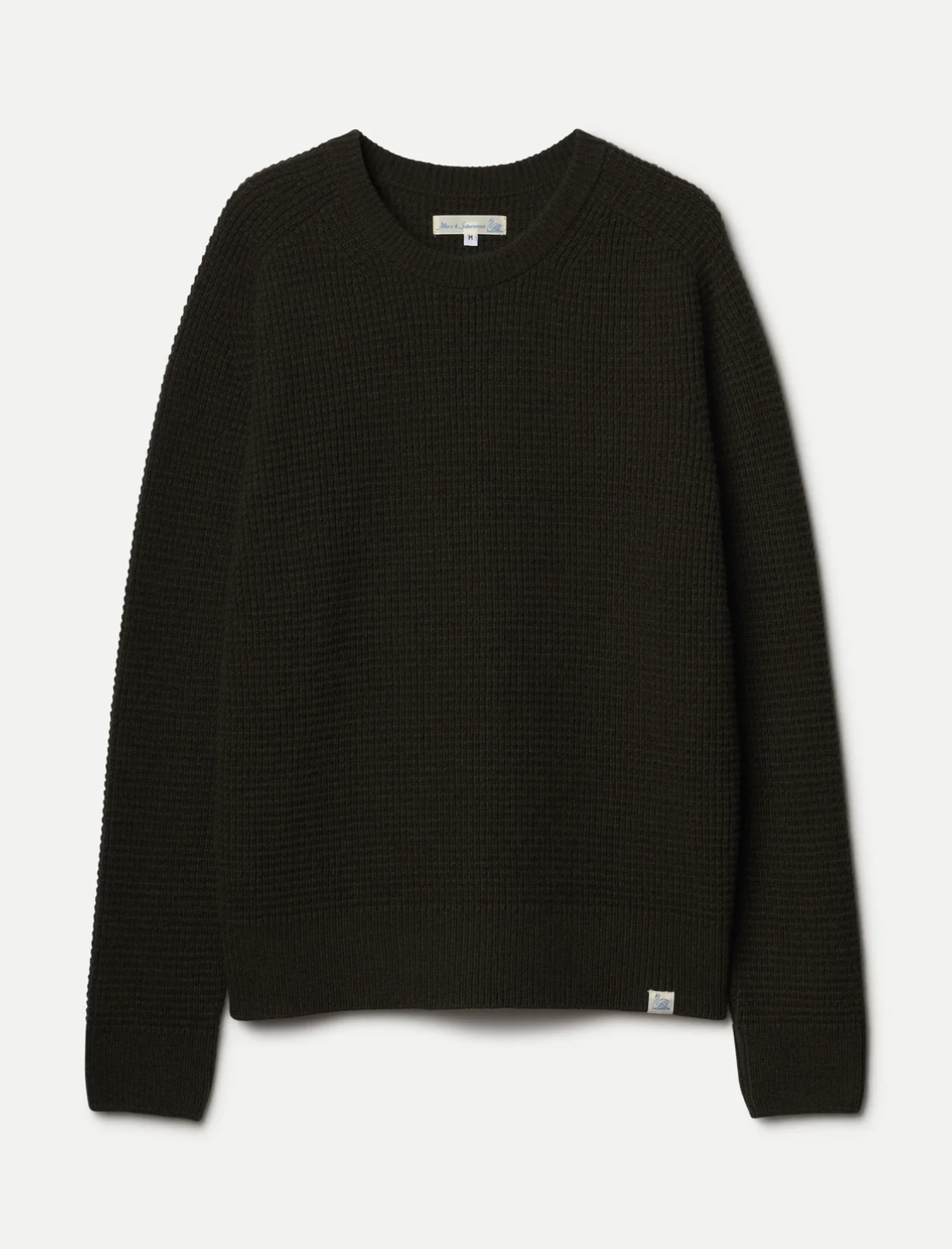 Merz b. Schwanen Merino Wool-Cashmere Waffle Sweater - Forest