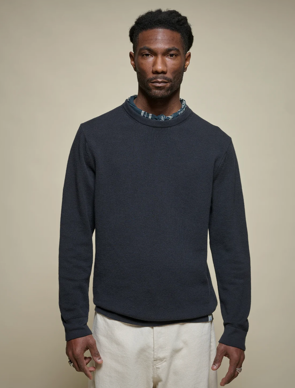 Merz b. Schwanen Easy Knit Waffle Sweater - Charcoal