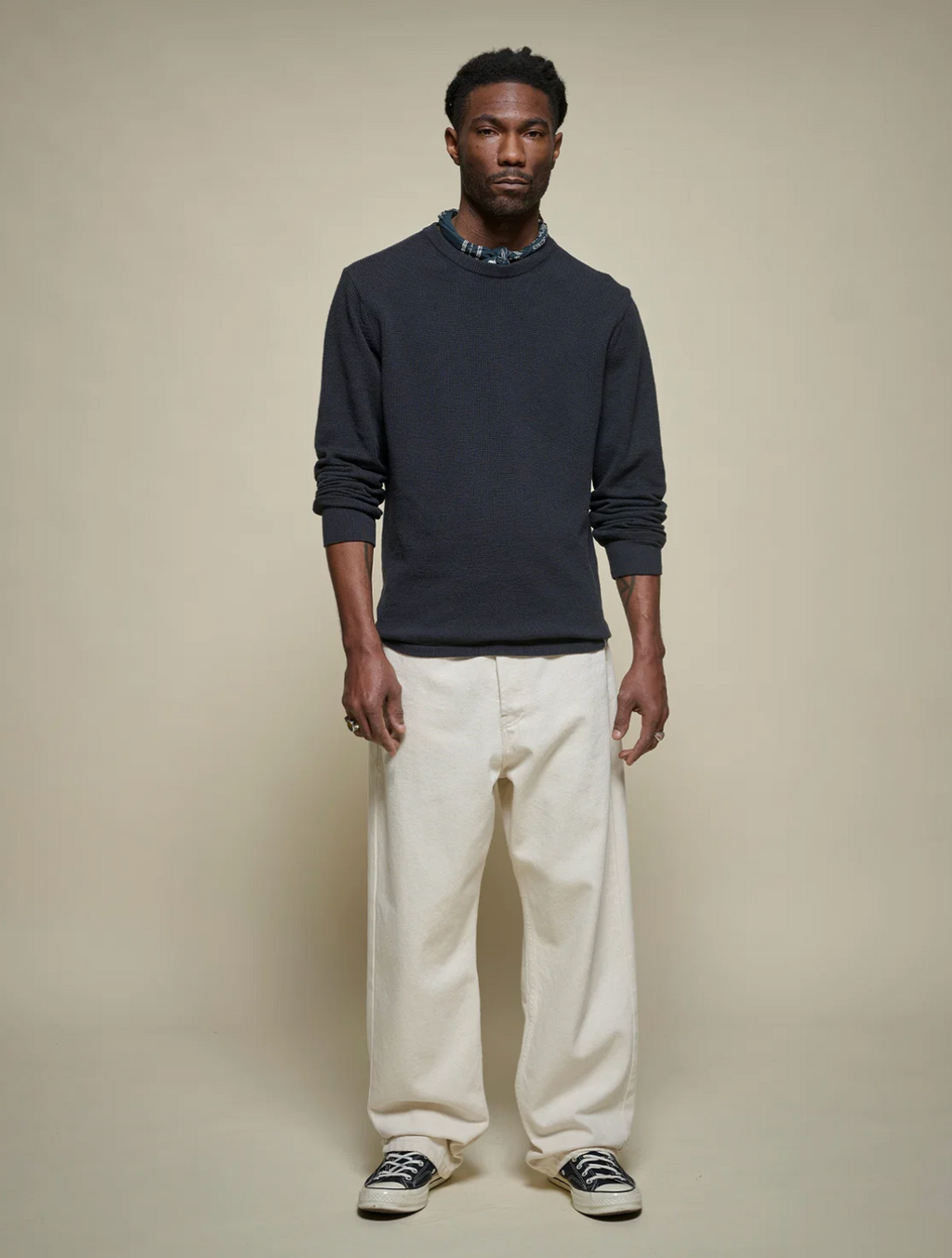 Merz b. Schwanen Easy Knit Waffle Sweater - Charcoal