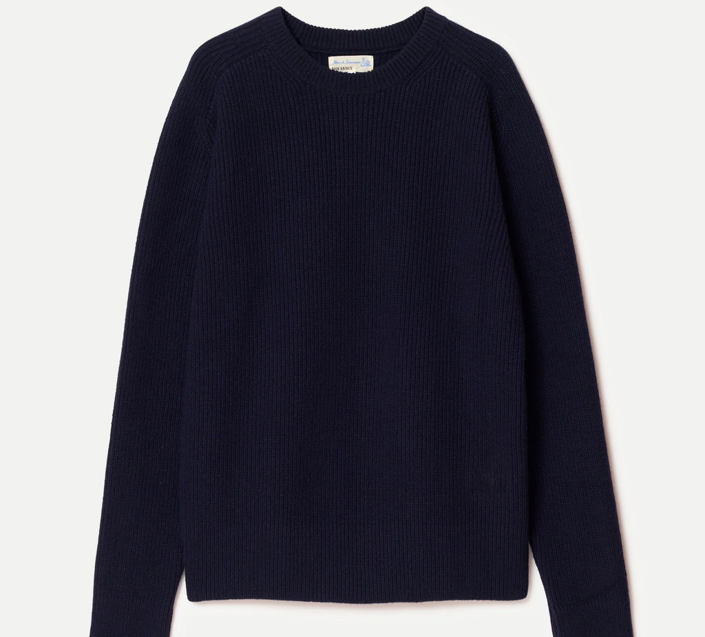Merz b. Schwanen Sturdy Ribbed Wool-Cashmere Sweater - Navy