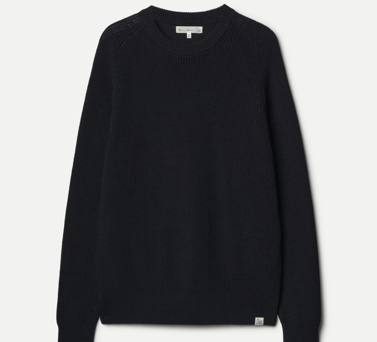 Merz b. Schwanen Sturdy Ribbed Cotton Sweater - Navy