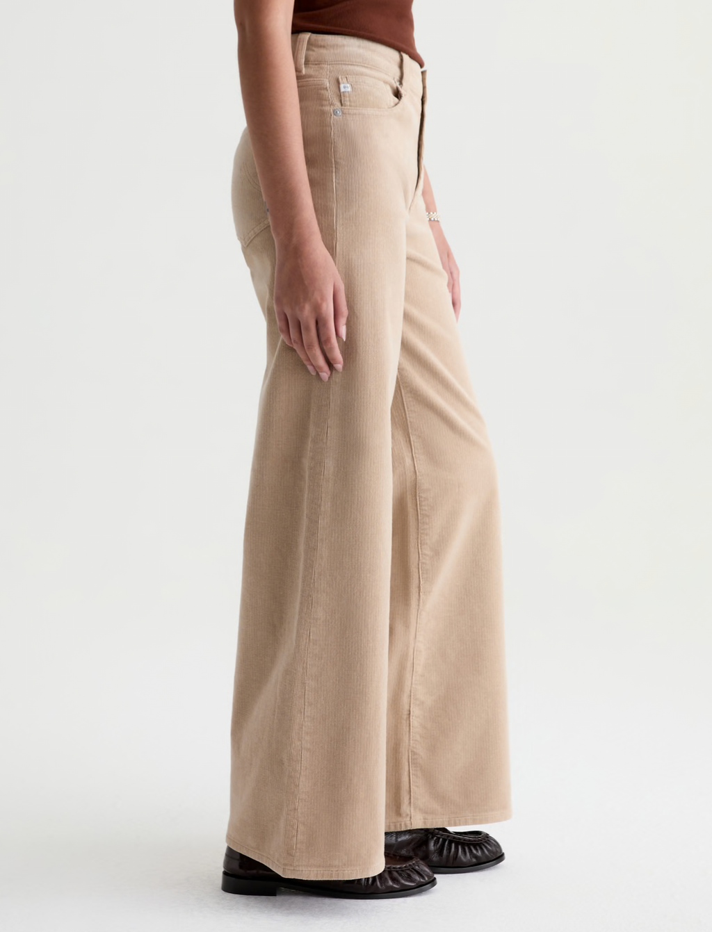 AG Saige Wide Leg Corduroy Pant  Mid-Rise Fit - Studio Tan