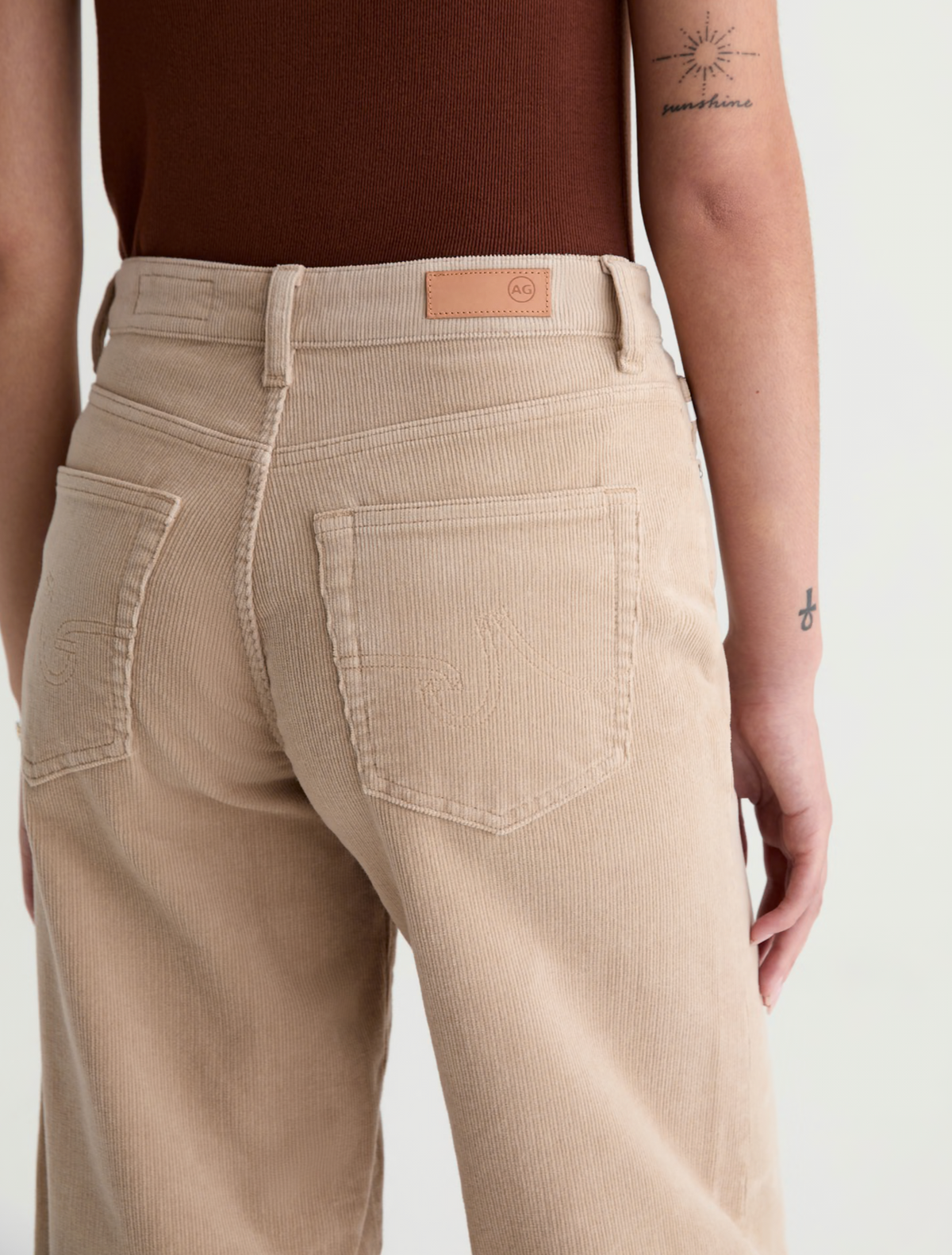 AG Saige Wide Leg Corduroy Pant  Mid-Rise Fit - Studio Tan