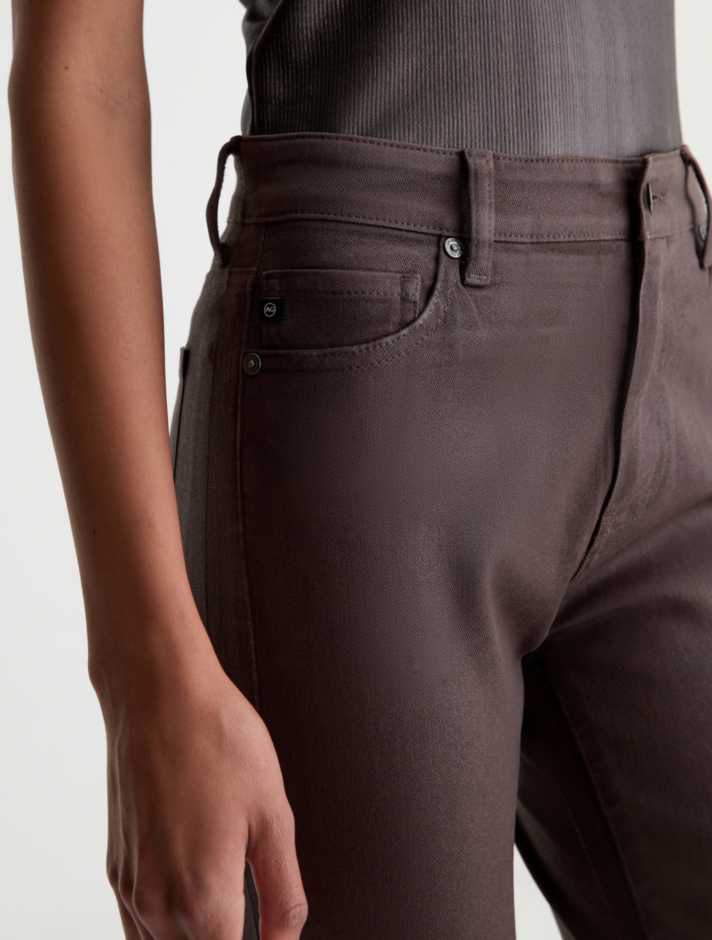 AG Mari Coated Jean  Mid-Rise Slim Straight - Burnt Umber