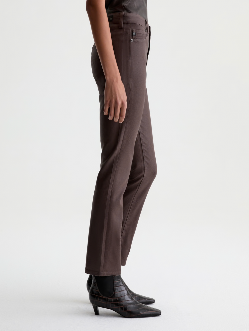 AG Mari Coated Jean  Mid-Rise Slim Straight - Burnt Umber