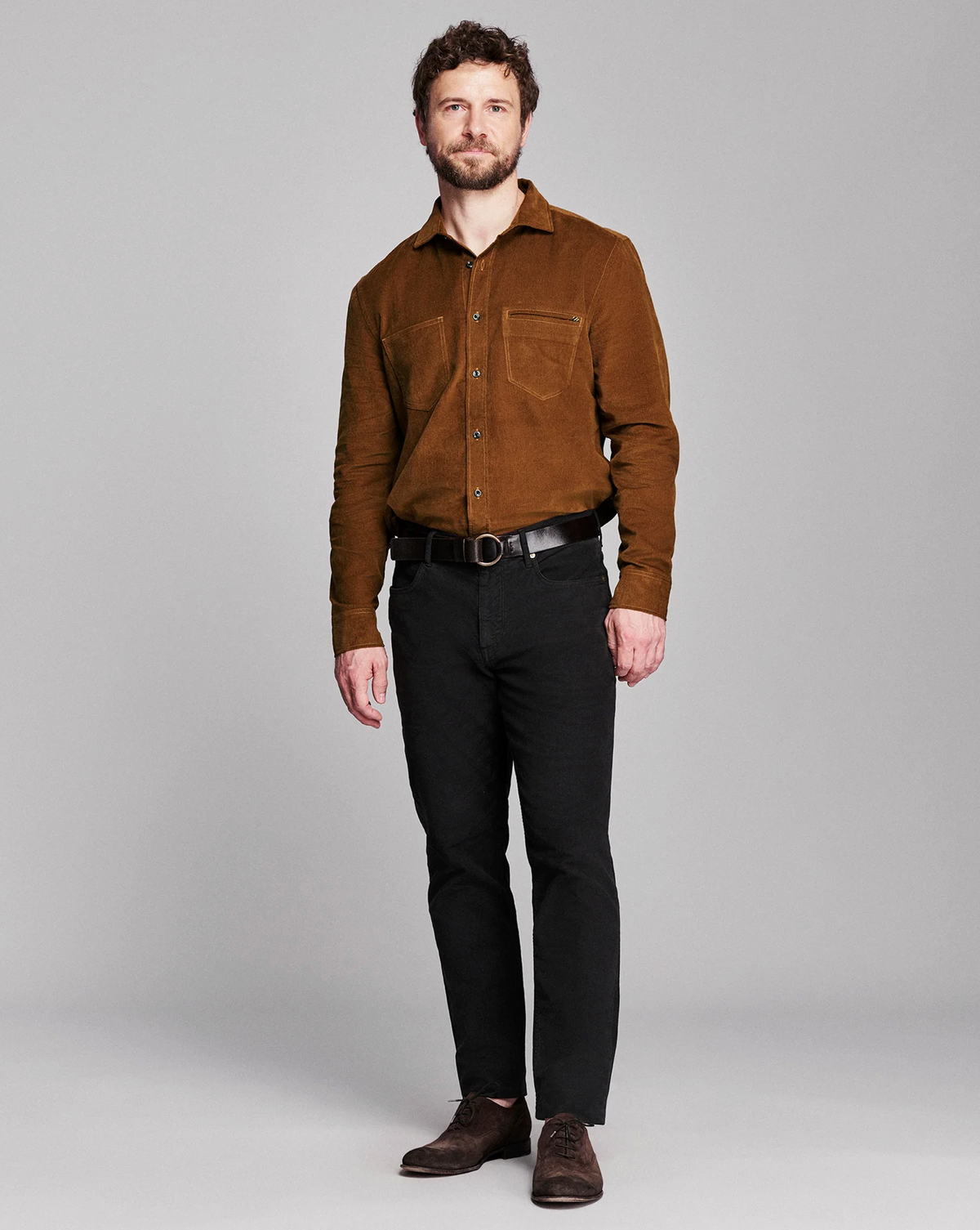 Billy Reid Moleskin Cochran Shirt - Tobacco