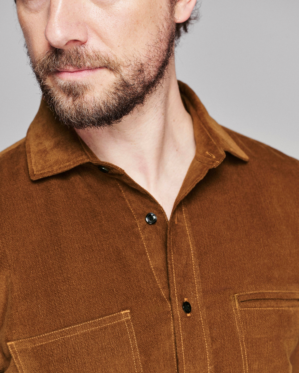 Billy Reid Moleskin Cochran Shirt - Tobacco