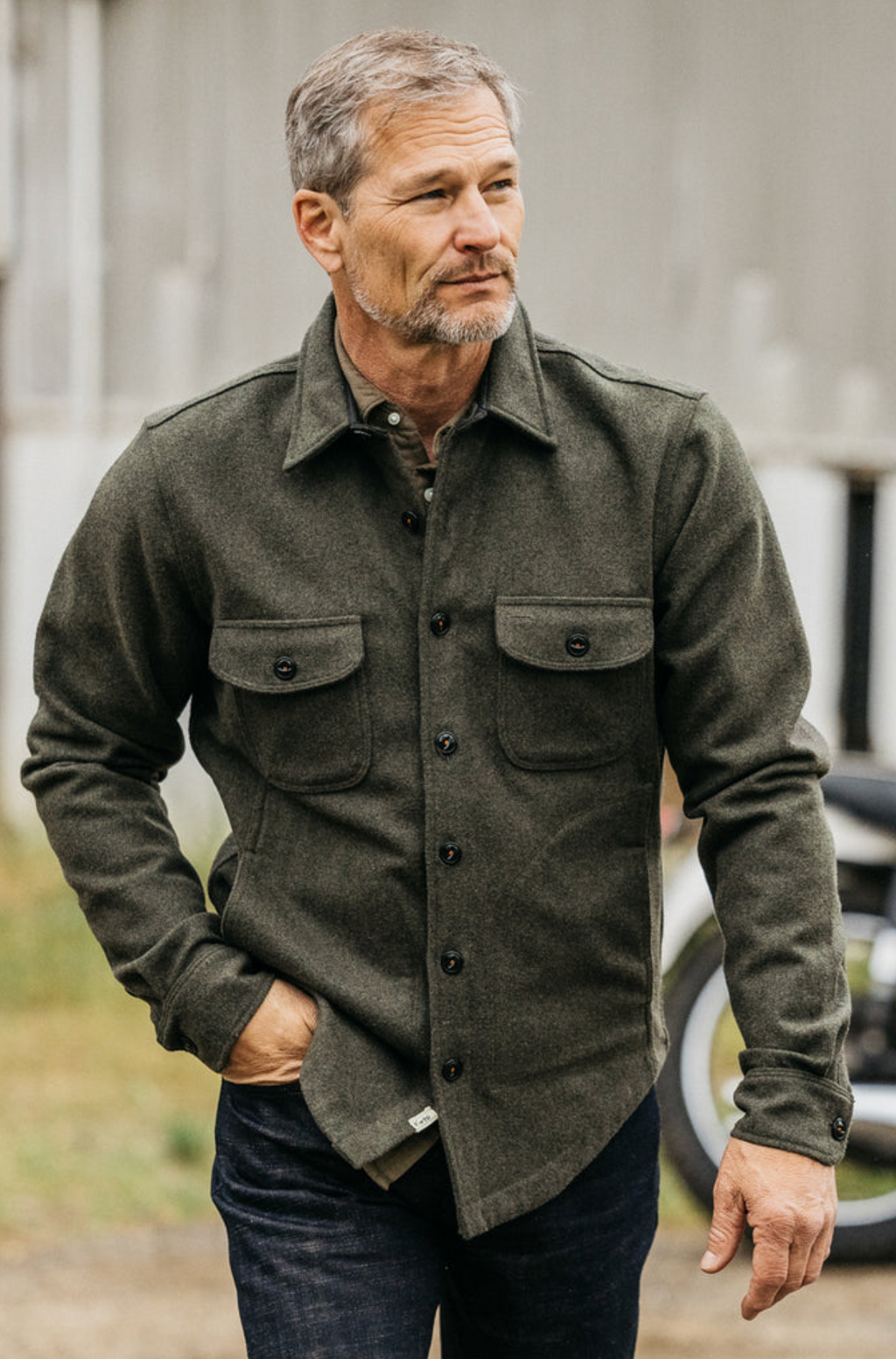 Hiroshi Kato Anvil Shirt JK Melton  - Dark Green
