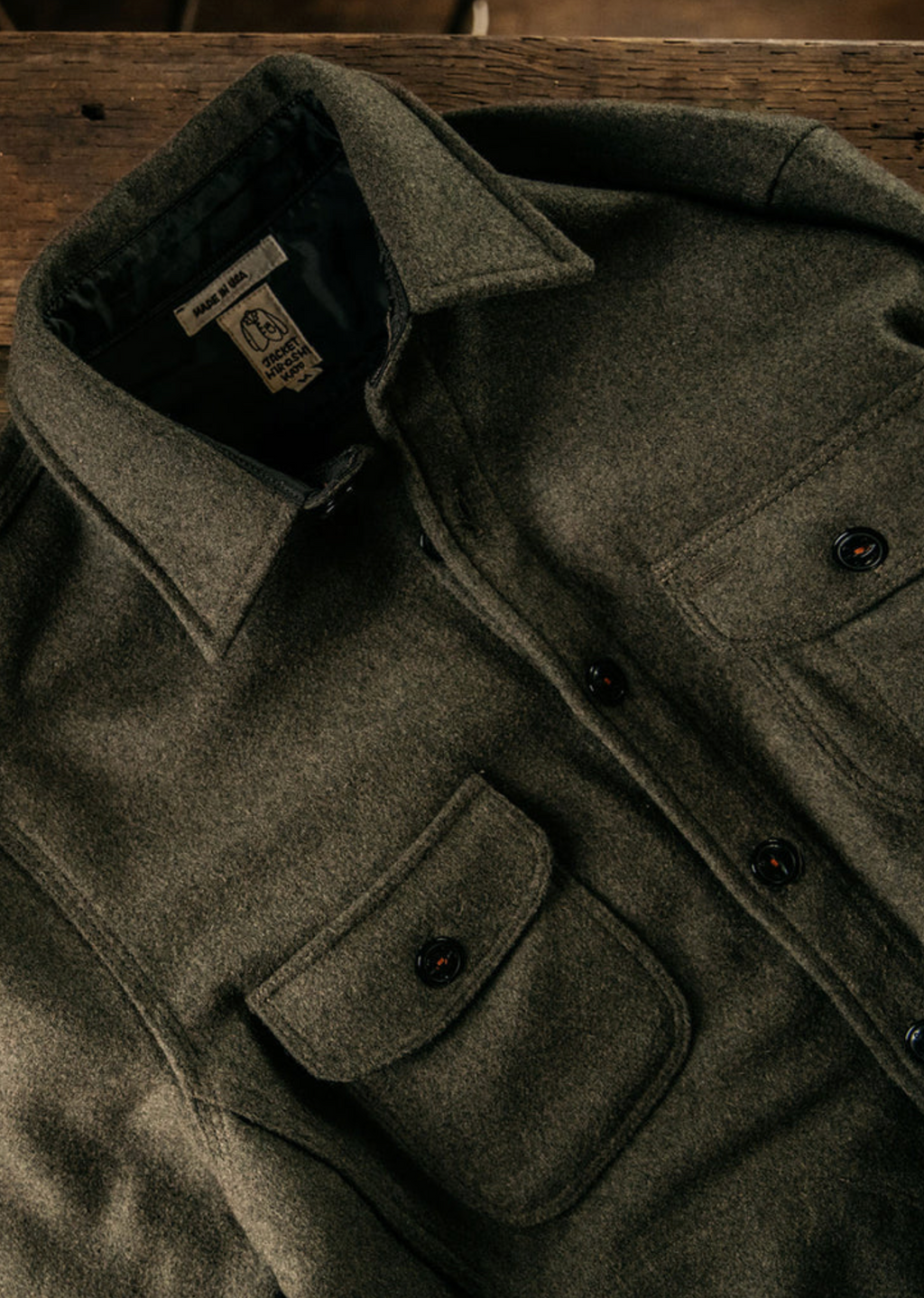 Hiroshi Kato Anvil Shirt JK Melton  - Dark Green