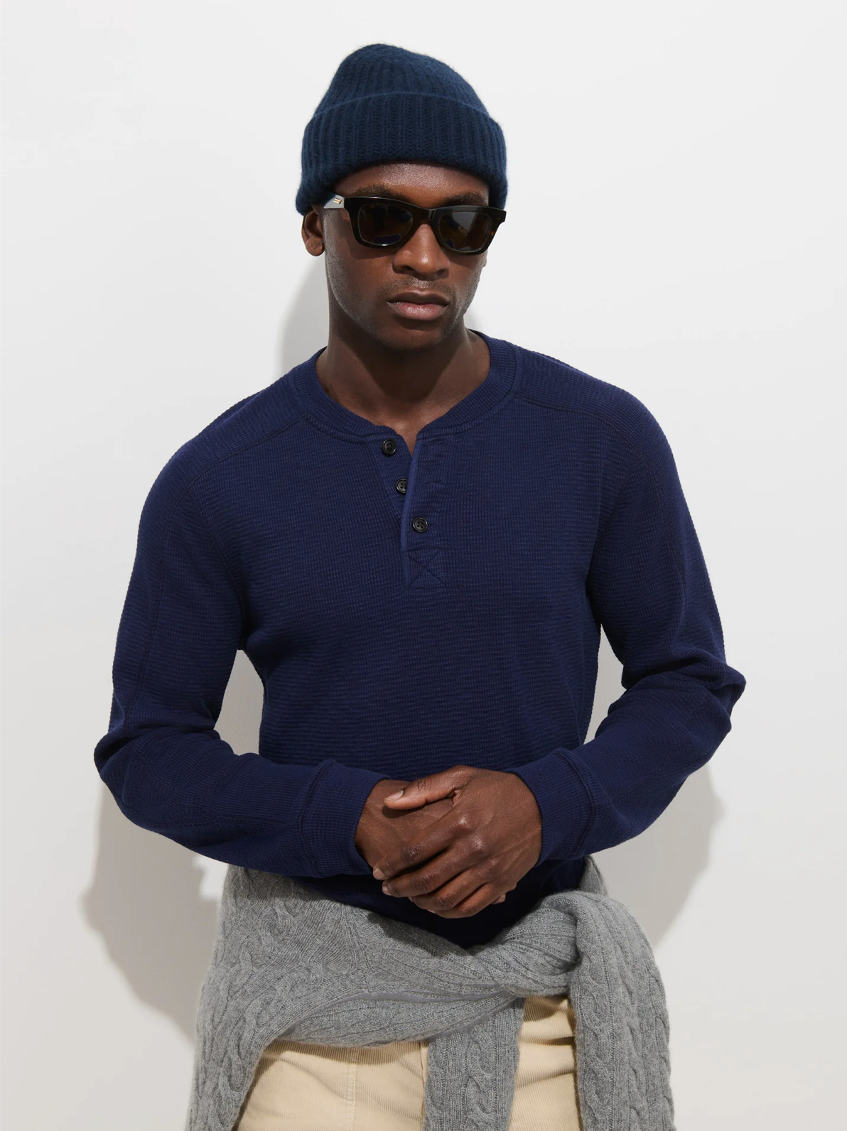 Alex Mill Austin Henley In Thermal Cotton - Navy Night