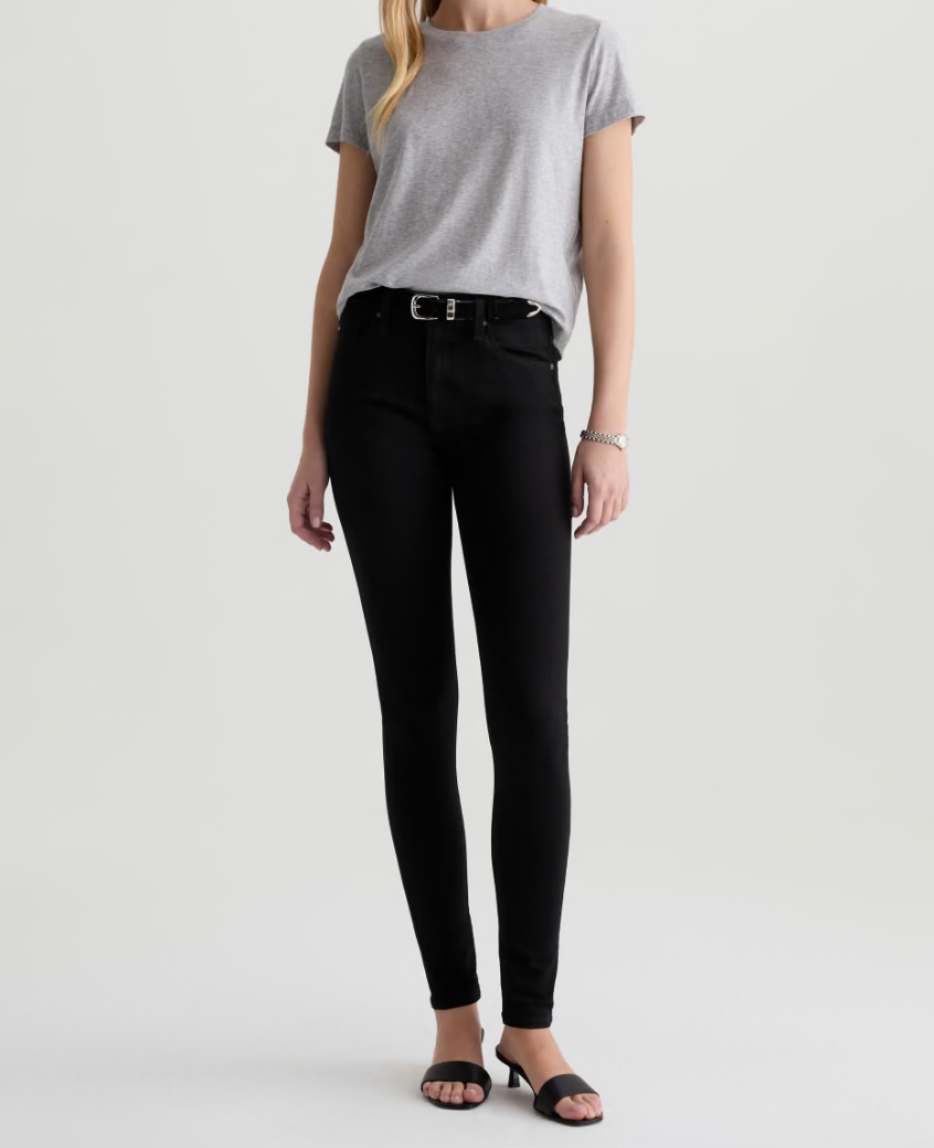 AG Farrah Mid-Rise Skinny - Super Black