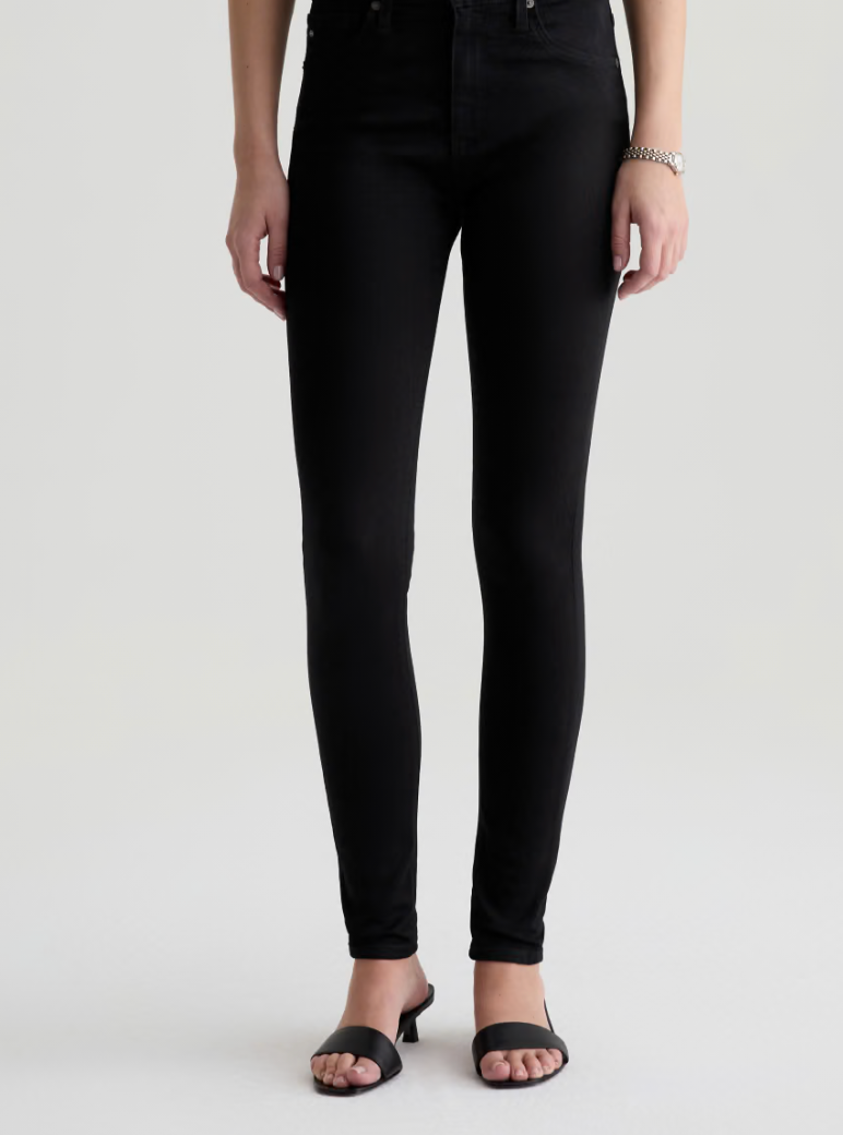 AG Farrah Mid-Rise Skinny - Super Black
