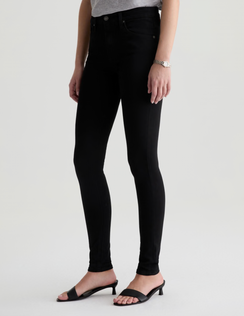 AG Farrah Mid-Rise Skinny - Super Black