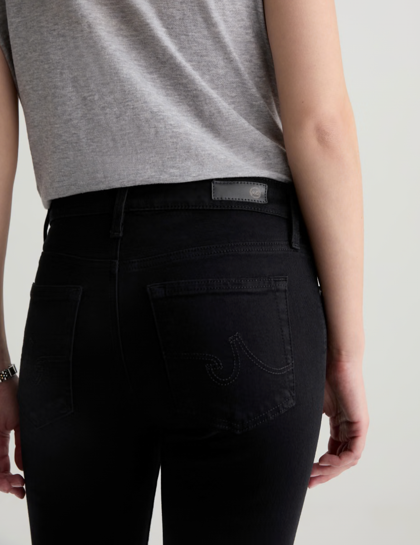 AG Farrah Mid-Rise Skinny - Super Black