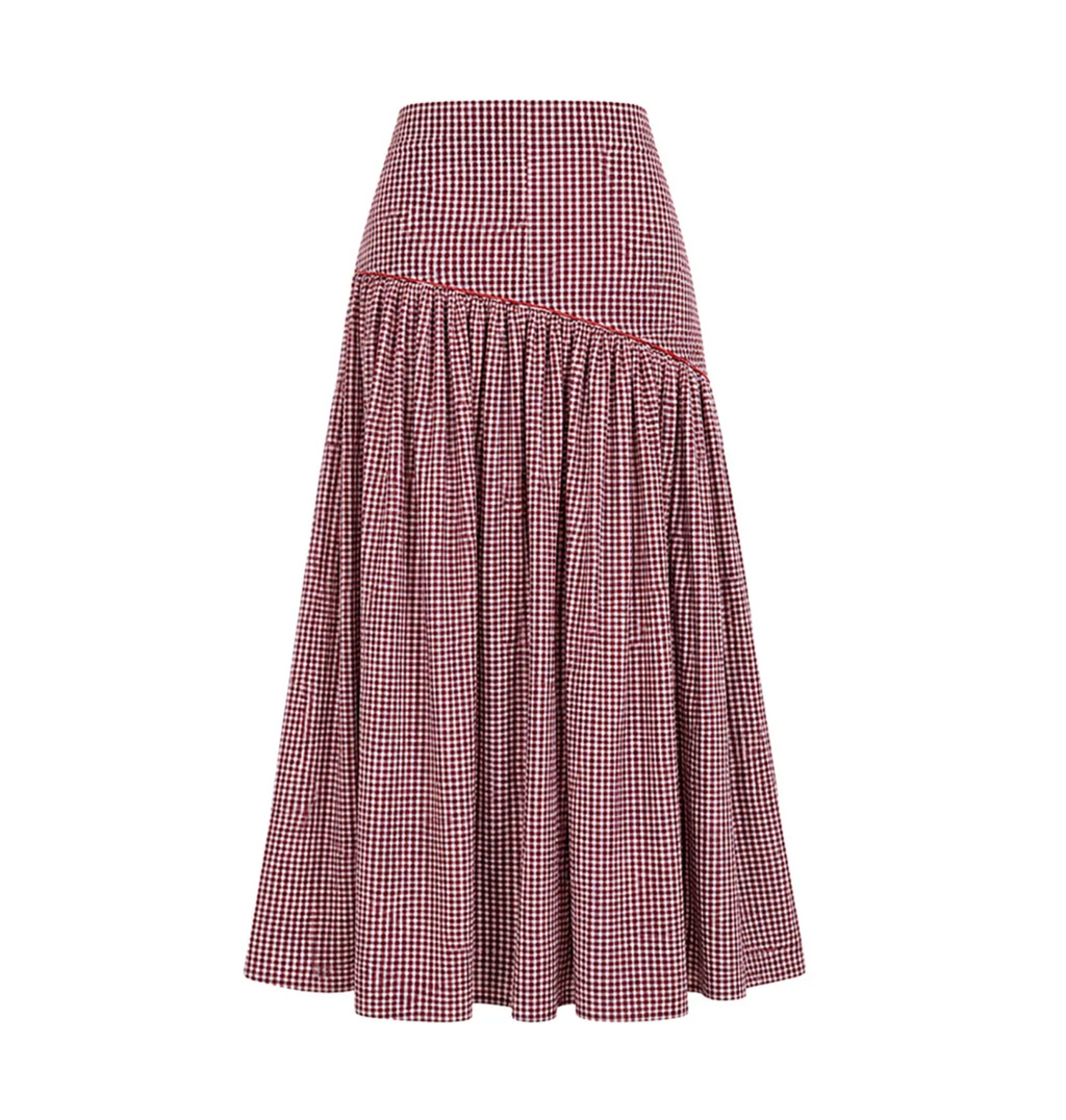 Carolina K Ines Skirt - Plaid Burgundy