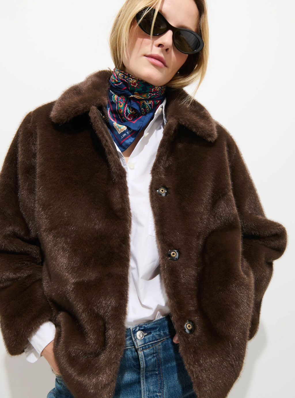 Alex Mill Duane St. Jacket Faux Fur - Dark Brown