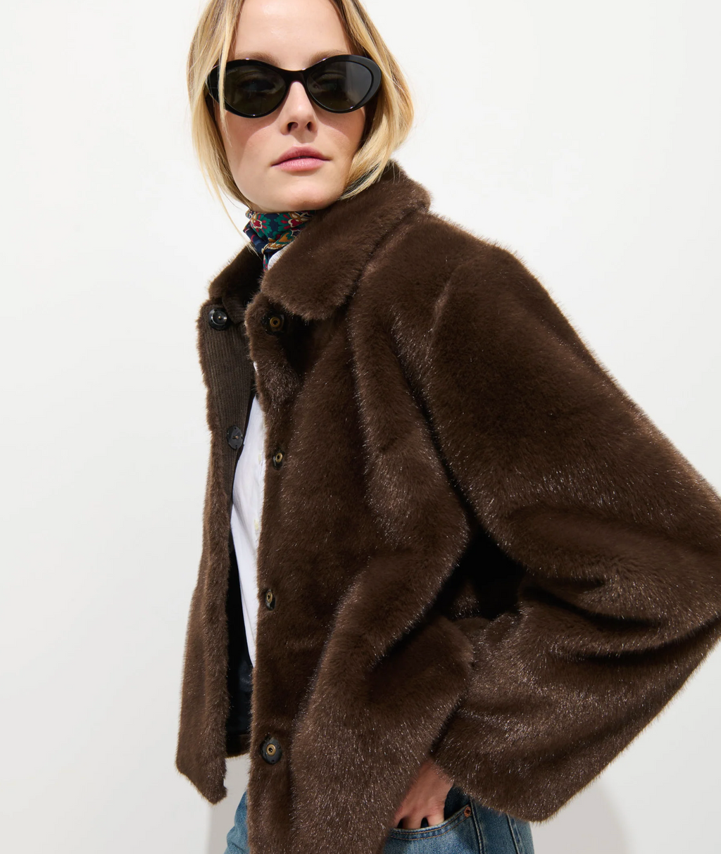 Alex Mill Duane St. Jacket Faux Fur - Dark Brown