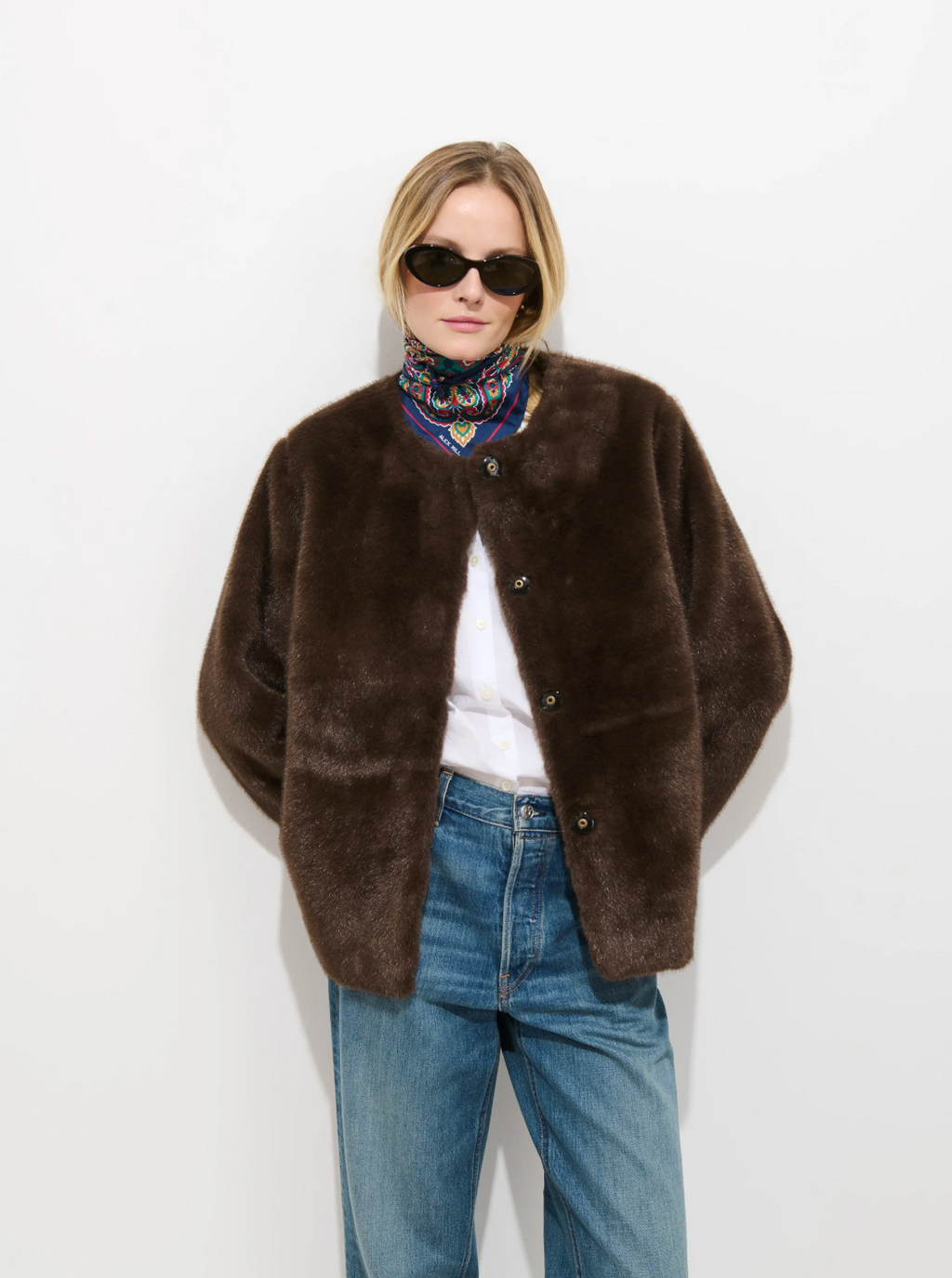 Alex Mill Duane St. Jacket Faux Fur - Dark Brown