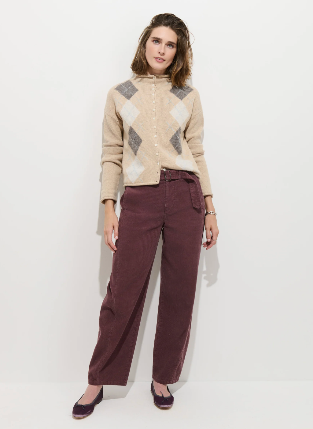 Alex Mill Taylor Argyle Cardigan - Oatmeal