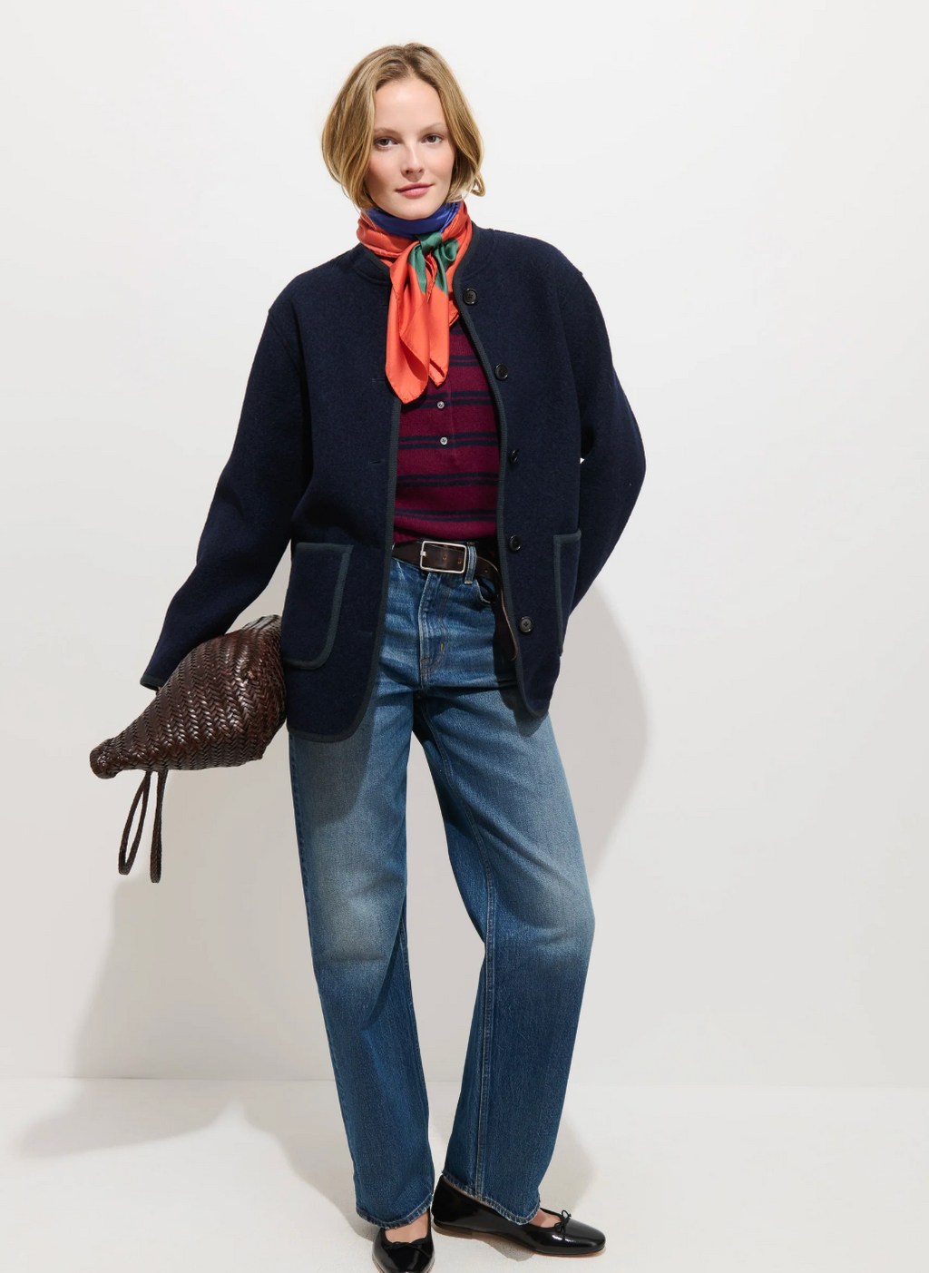 Alex Mill Cambridge Jacket Boiled Wool - Navy