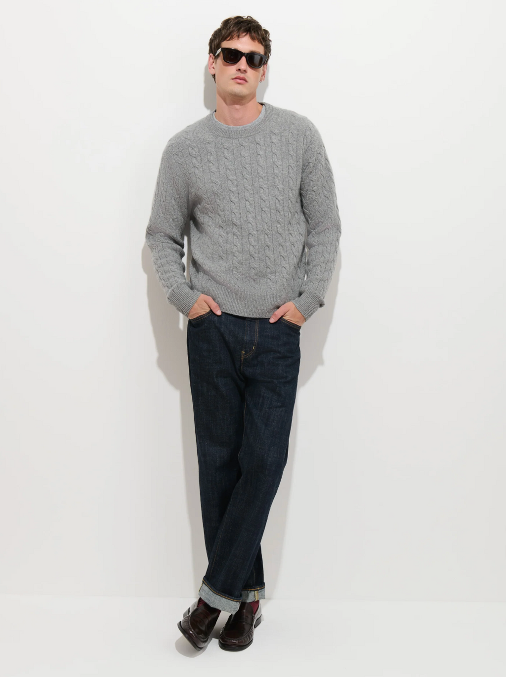 Kingston Cable Sweater Washed Cashmere - Heather Grey