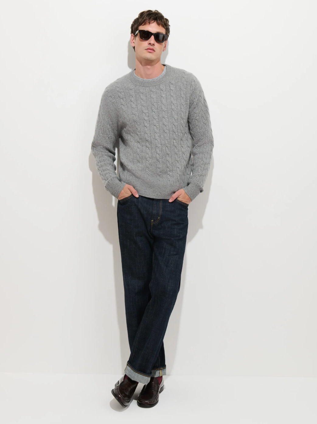 Kingston Cable Sweater Washed Cashmere - Heather Grey