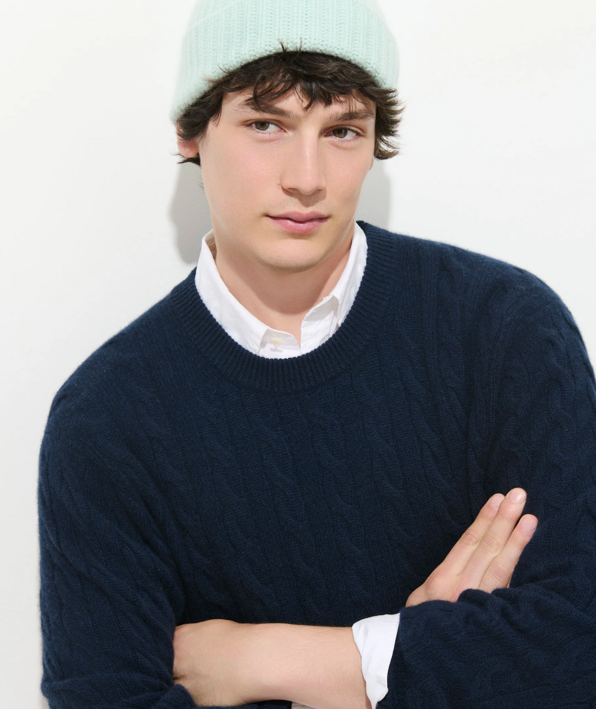 Alex Mill Kingston Cable Sweater Washed Cashmere - Navy