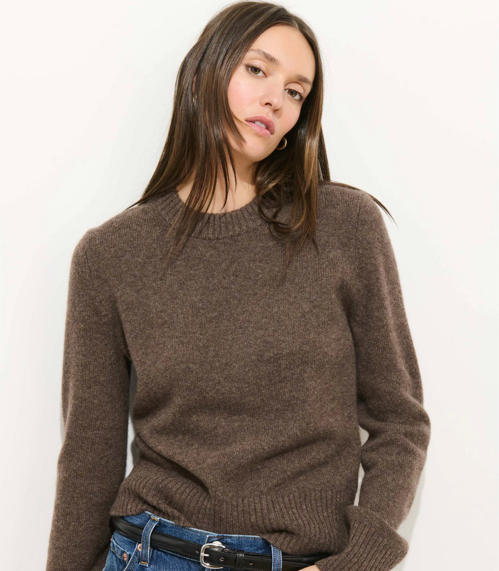 Alex Mill Marais Sweater Washed Cashmere - Heather Chocolate