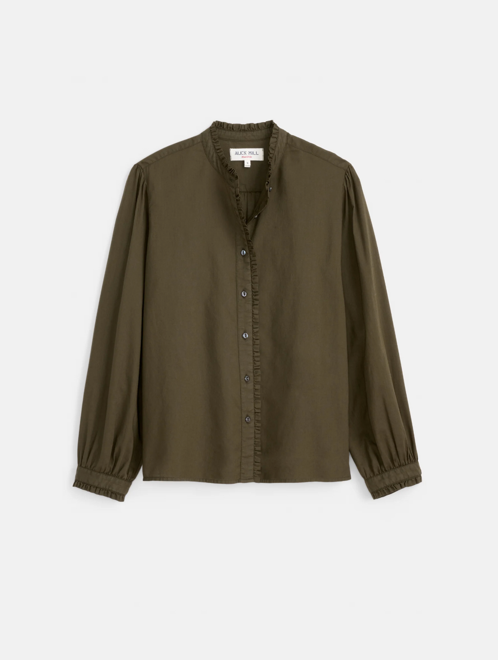 Alex Mill Chantilly Cotton Voile Ruffle Shirt - Olive