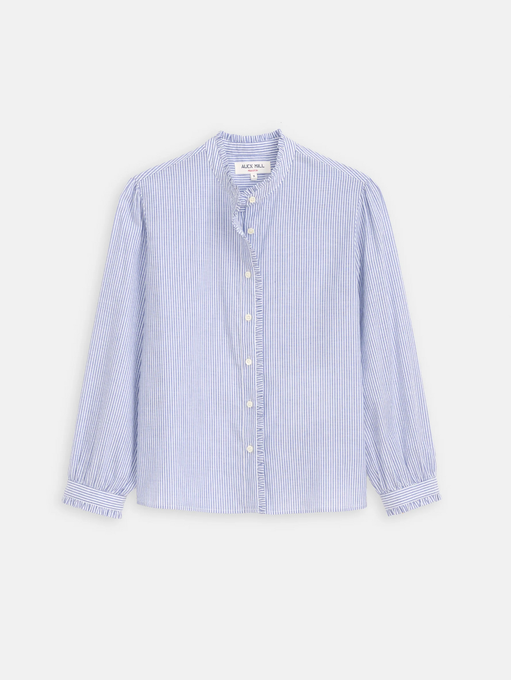 Alex Mill Chantilly Cotton Voile Ruffle Shirt - Navy/White