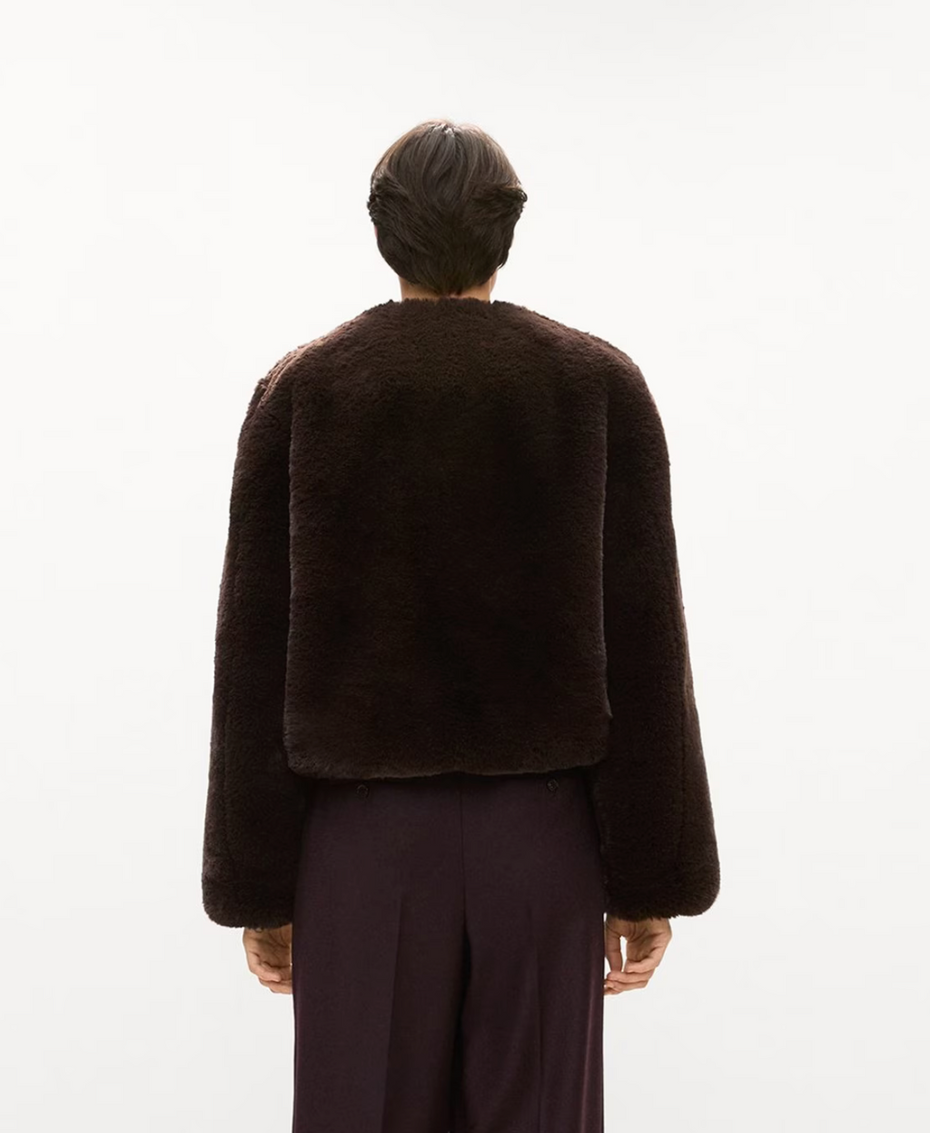 Theory V-Neck Jacket in Faux Fur - Cacao