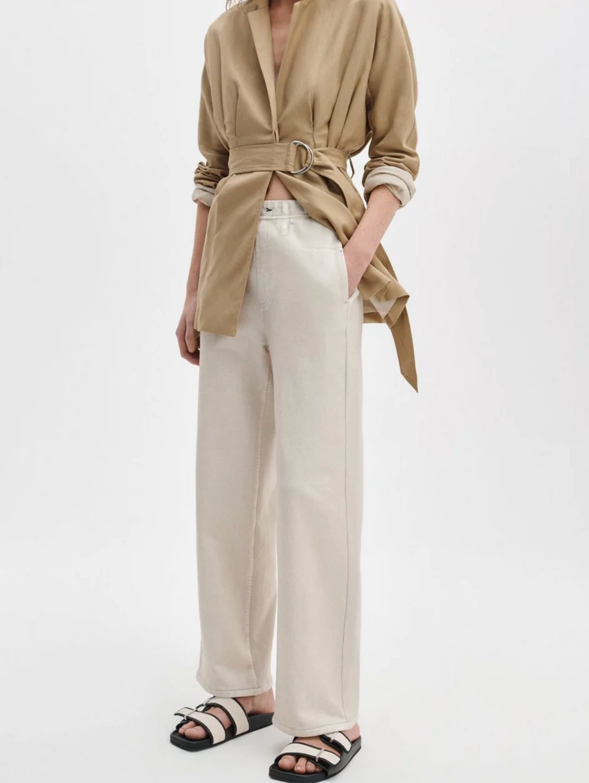 Rag & Bone Miramar Wide-Leg Ankle Pant - Ecru