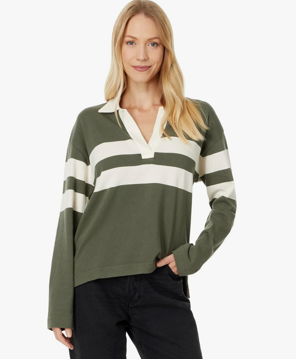 Faherty Sport Jersey Polo in Green Lake Stripe