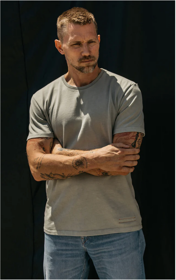 Hiroshi Kato Stamp Outlast Tee in White Sage