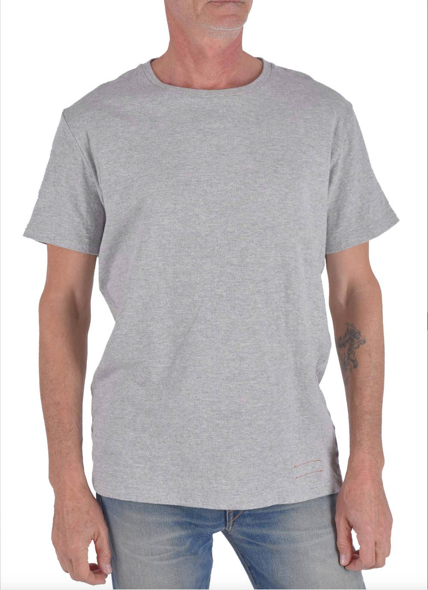 Hiroshi Kato Stamp T-Shirt Knit - Heather Gray