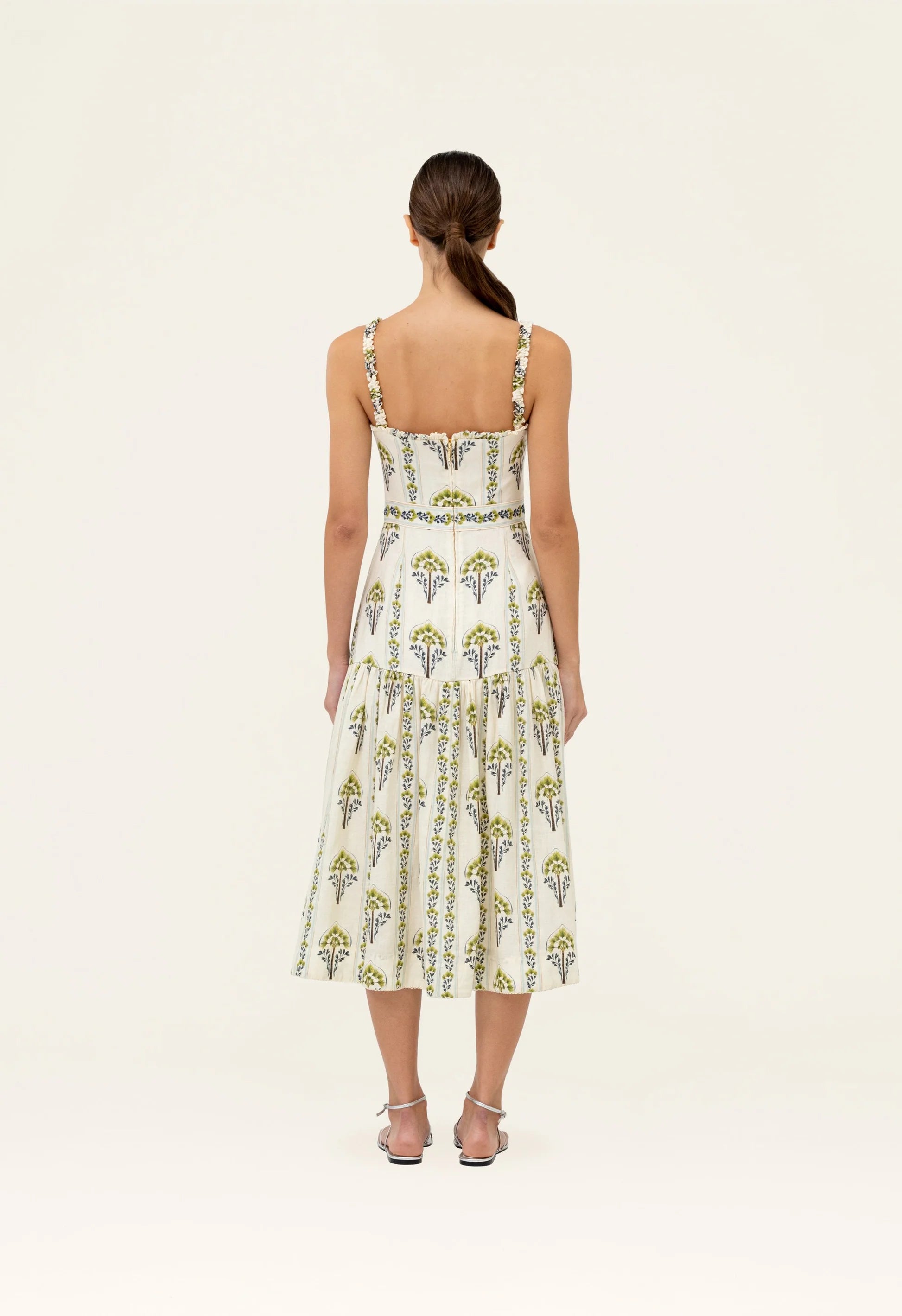 Agua by Agua Bendita Níspero Moriche Midi Dress Hand-embroidered