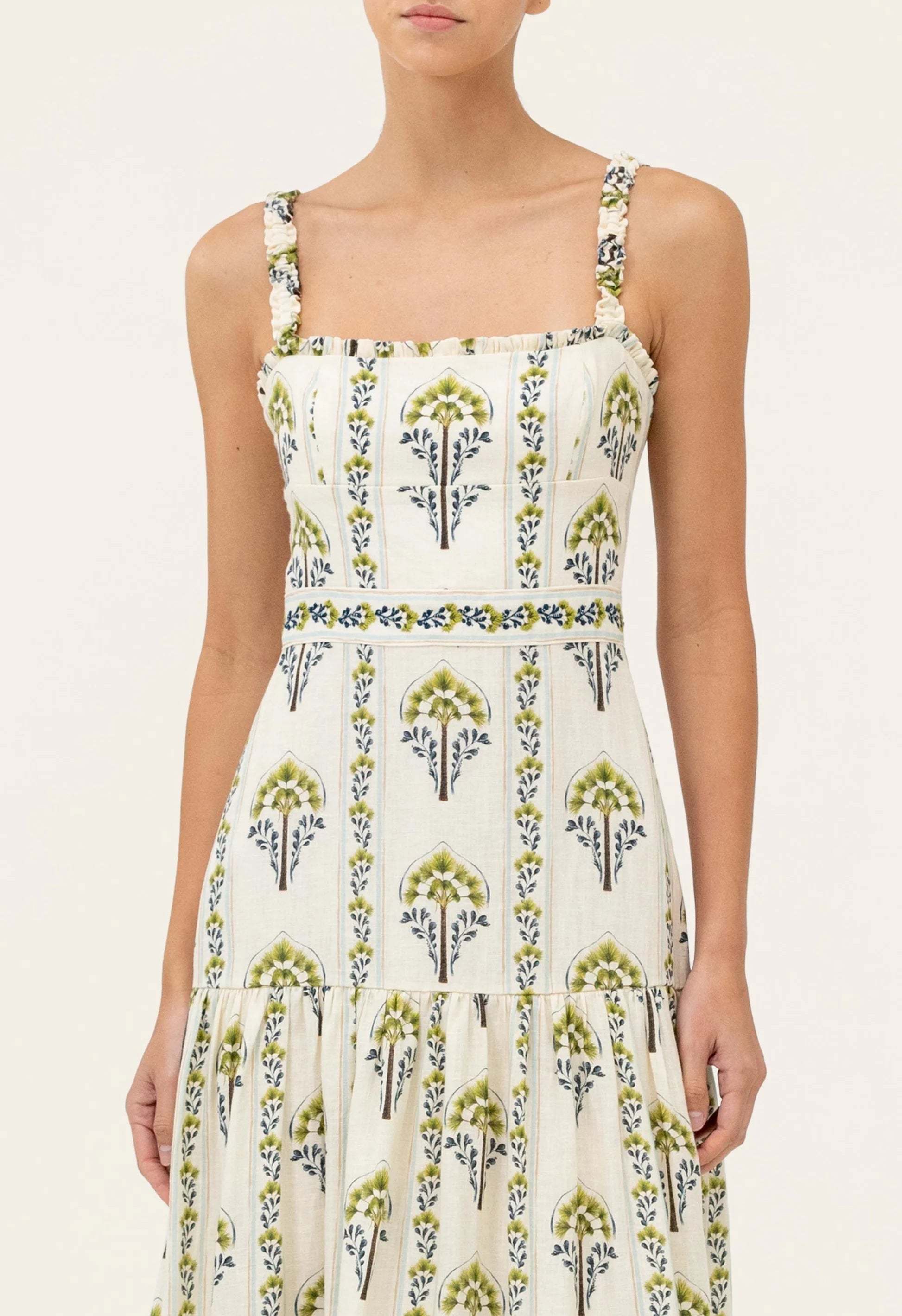 Agua by Agua Bendita Níspero Moriche Midi Dress Hand-embroidered