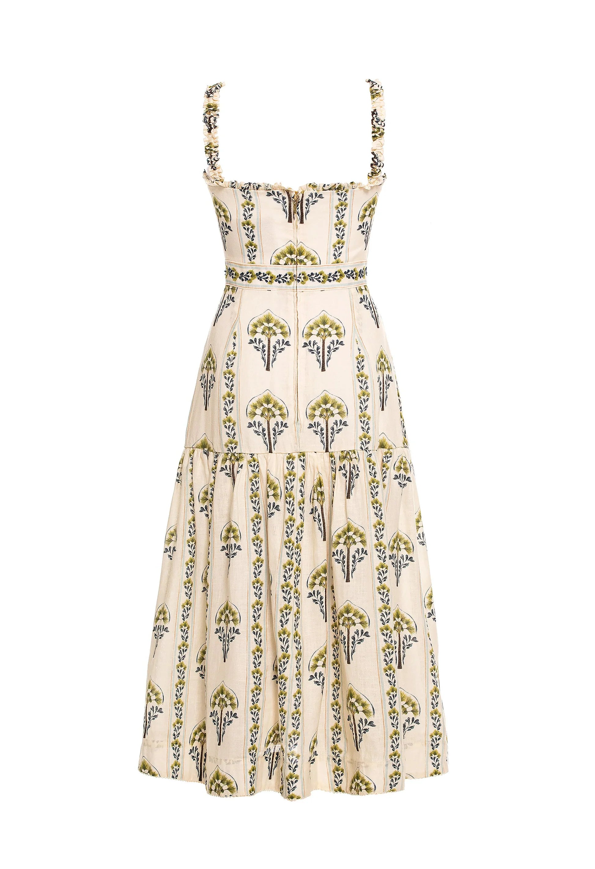 Agua by Agua Bendita Níspero Moriche Midi Dress Hand-embroidered