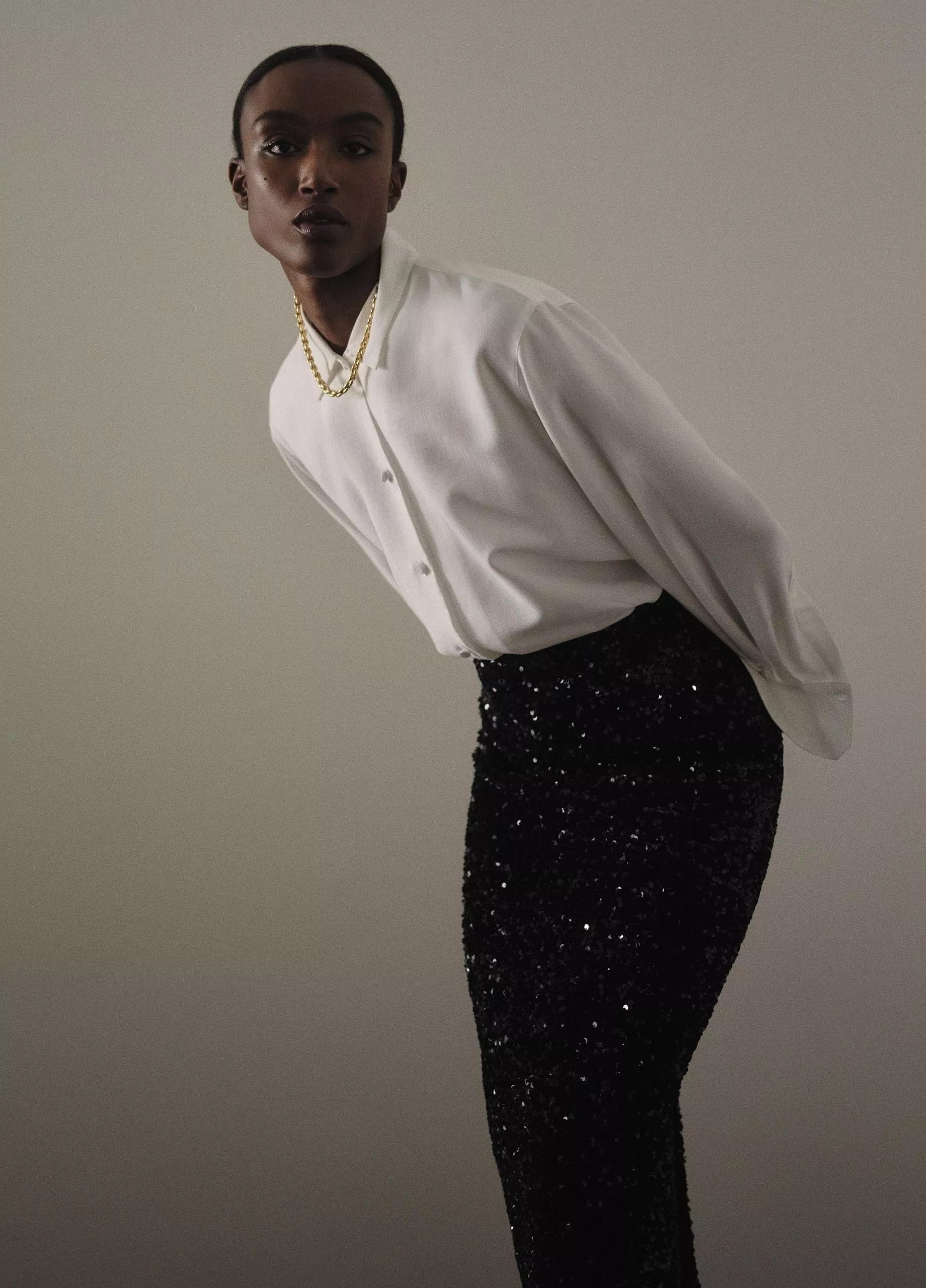 Vince Sequined Velvet Column Skirt - Black