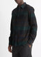 Vince  Sierra Plaid Corduroy Long-Sleeve Shirt -  Surplus Olive/Ivy Sky