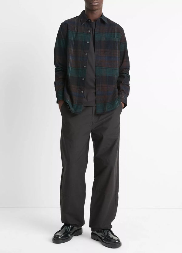 Vince  Sierra Plaid Corduroy Long-Sleeve Shirt -  Surplus Olive/Ivy Sky