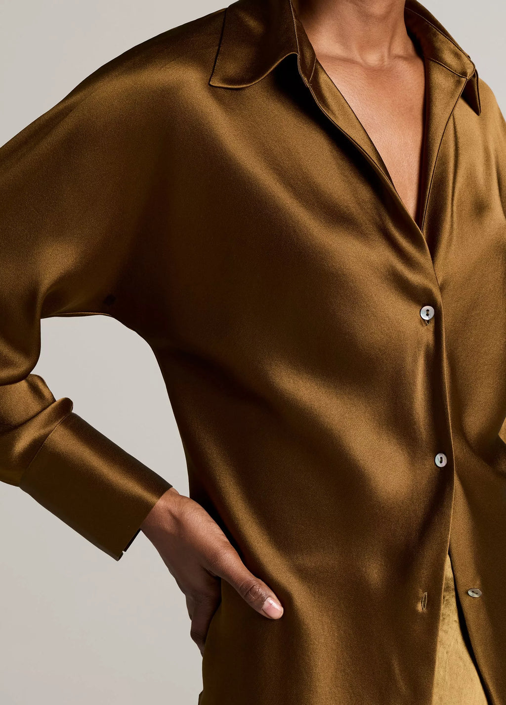 Vince Silk Bias Blouse - Moss Ochre