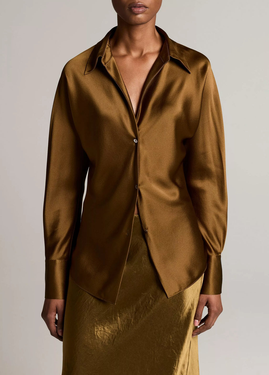 Vince Silk Bias Blouse - Moss Ochre
