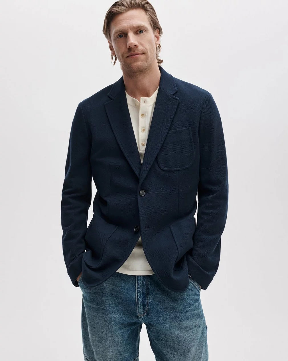 Rag & Bone Skeleton Cotton Piqué-Knit Blazer