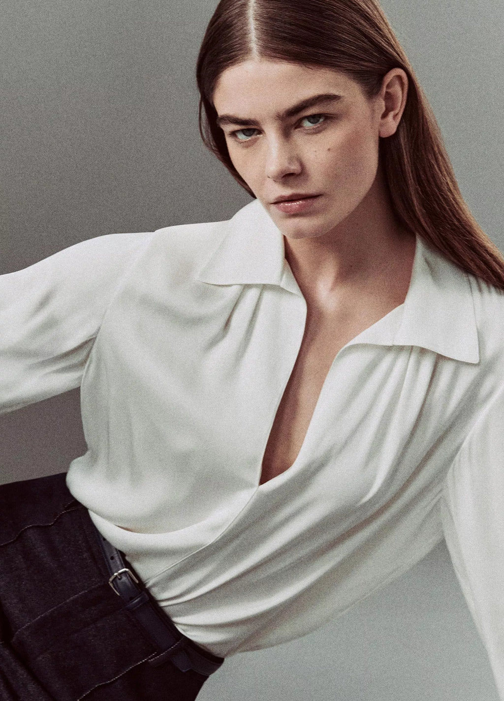 Vince Smocked Silk-Blend Long-Sleeve Blouse - Off-White